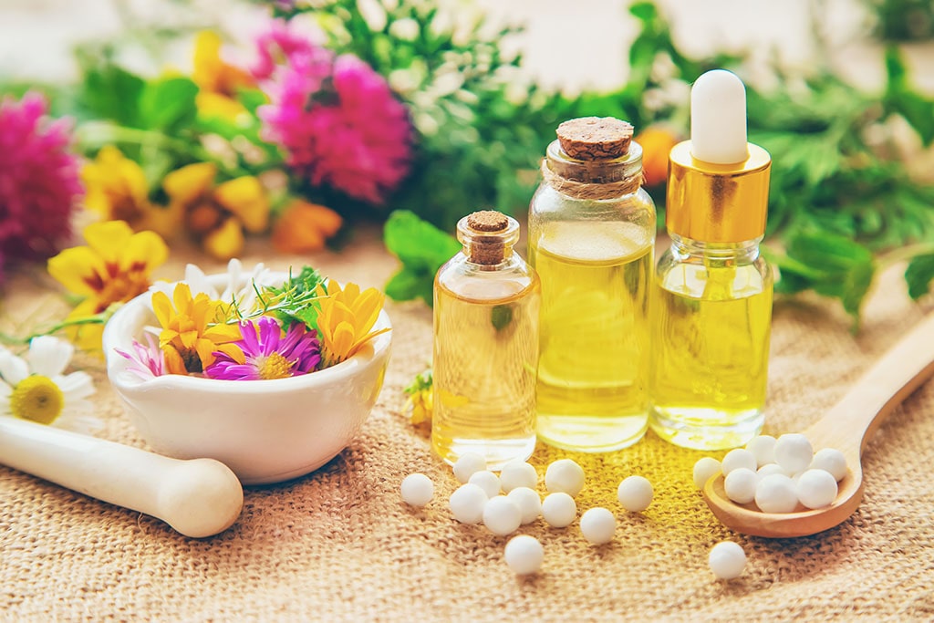 Herbal remedies on a table