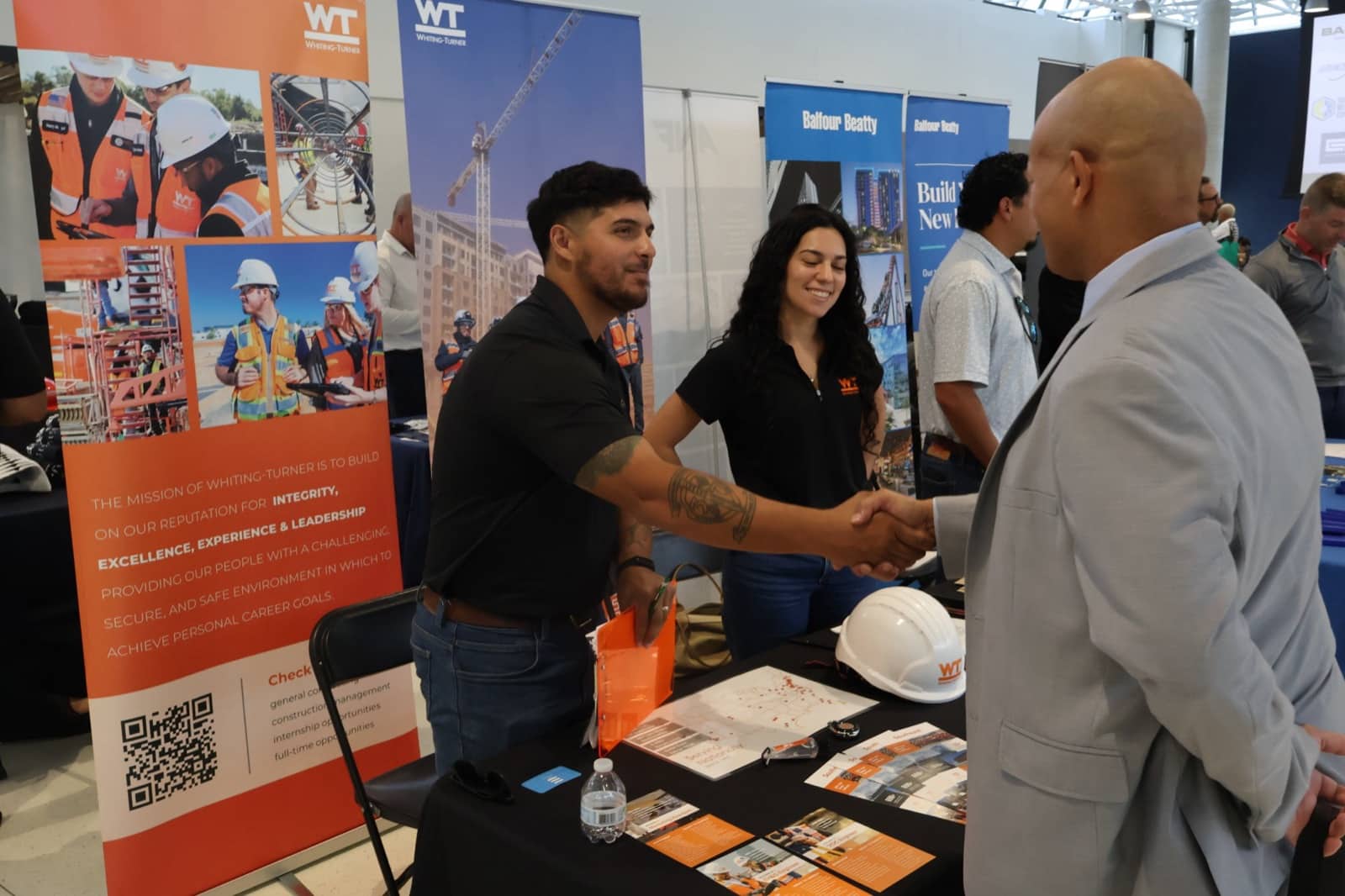 Whiting-Turner recruiters meet with job seekers at the first annual CASF/EU Construction Management Job Fair.